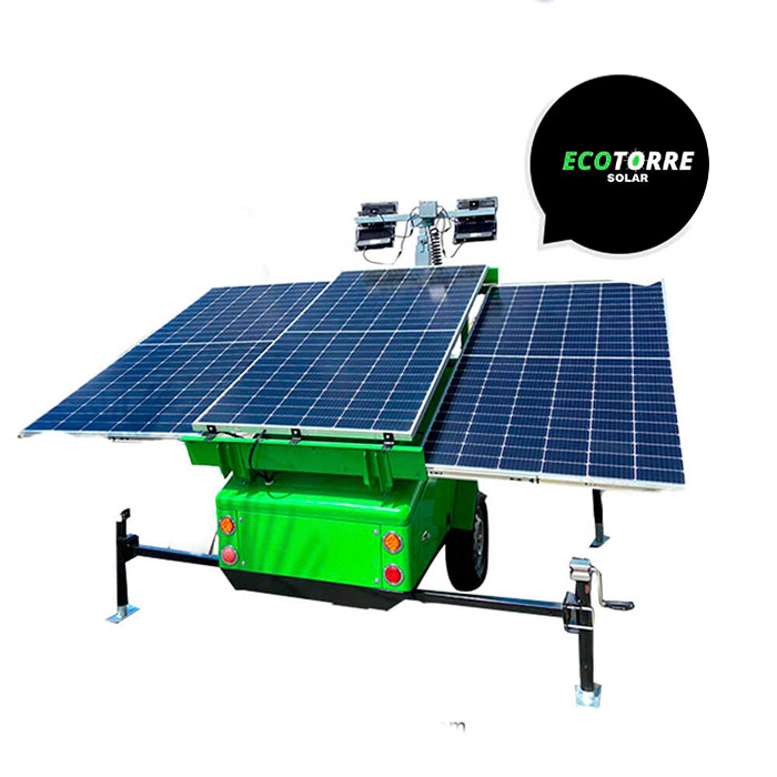 Torre de iluminación con panel solar con mástil